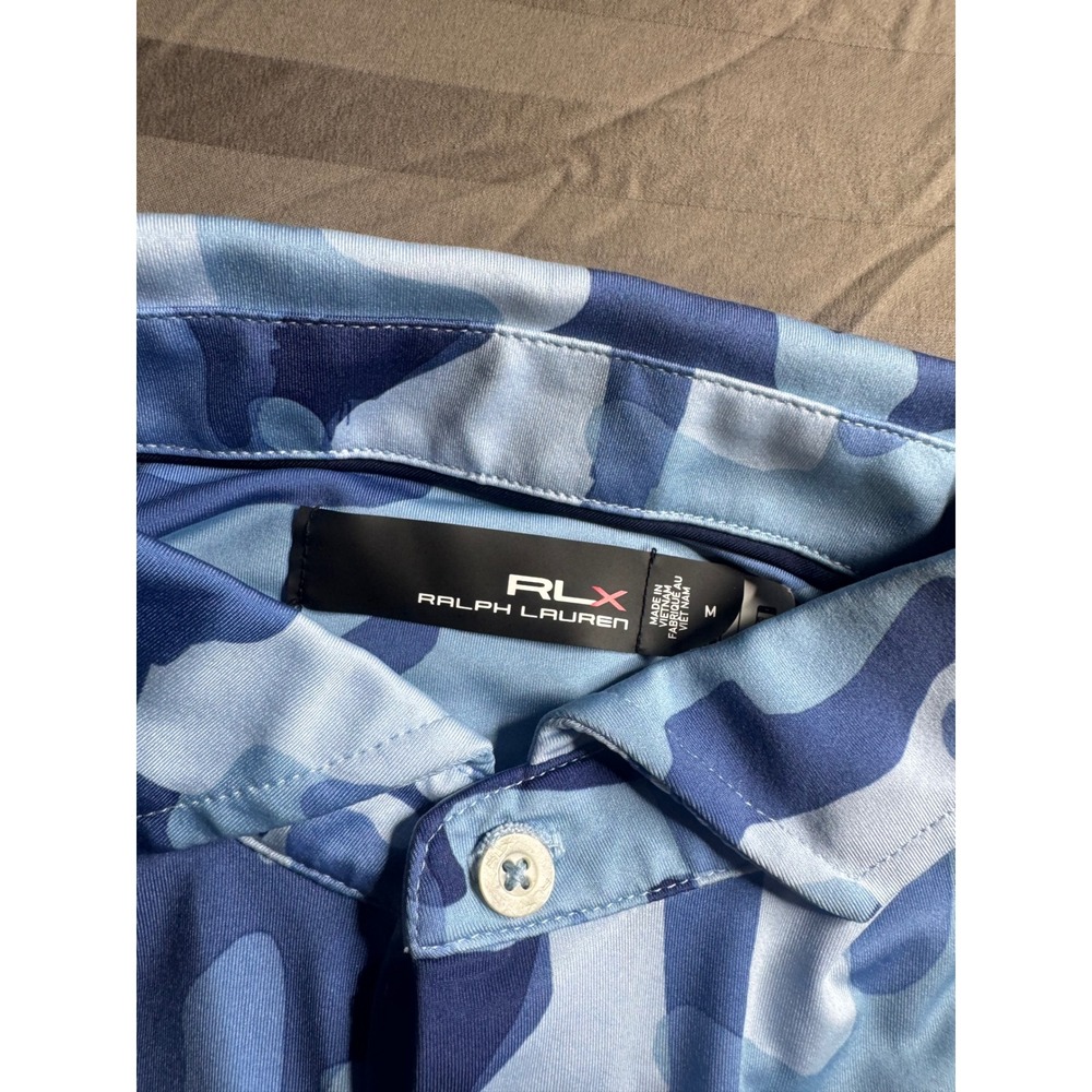 RLX Ralph Lauren Mens Blue Camo Kapalua Golf Polo Shirt Size M - Picture 5 of 9